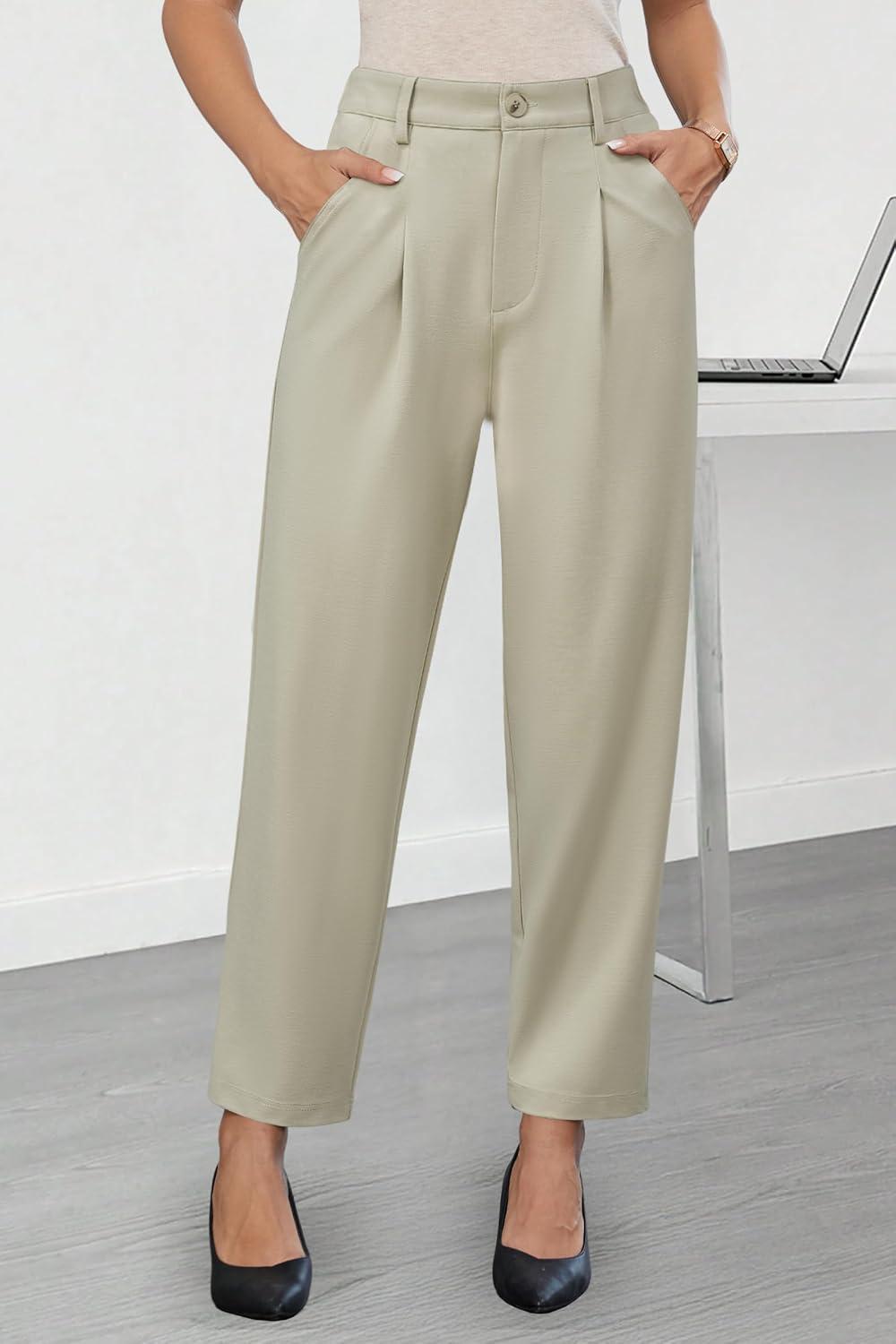 image:imageArachampCloz Womens Dress Pants Work Business Office Ankle Trousers High Waisted Ladies Slacks 2026Light Khaki