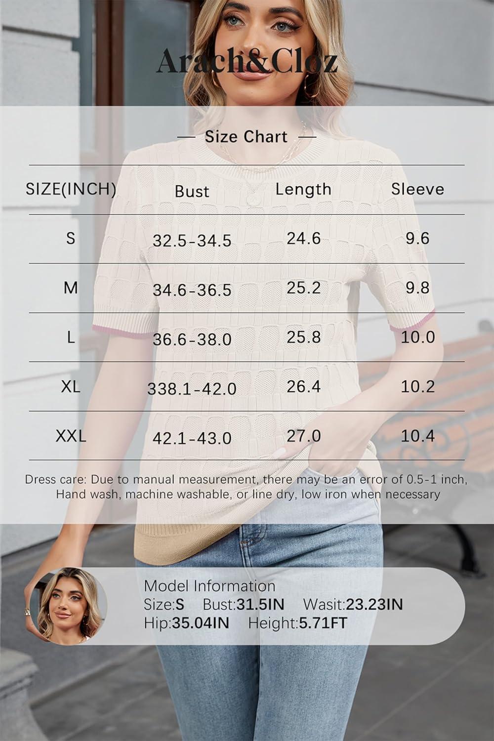 image:imageArachampCloz Womens Lightweight Blouse Short Sleeve Crew Neck Sweaters Business Casual Tops Spring Summer Outfits 2026Apricot and Dark Red