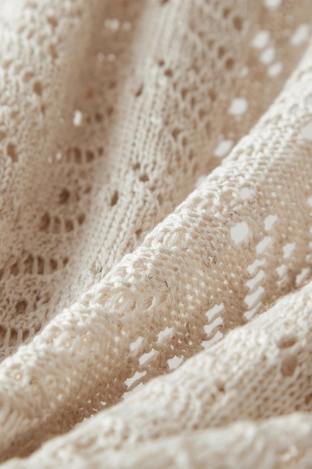 image:imageArachampCloz Womens Oversized Crochet Cover Up Summer Cardigan Lightweight Beach Vacation Kimonos 2026Beige