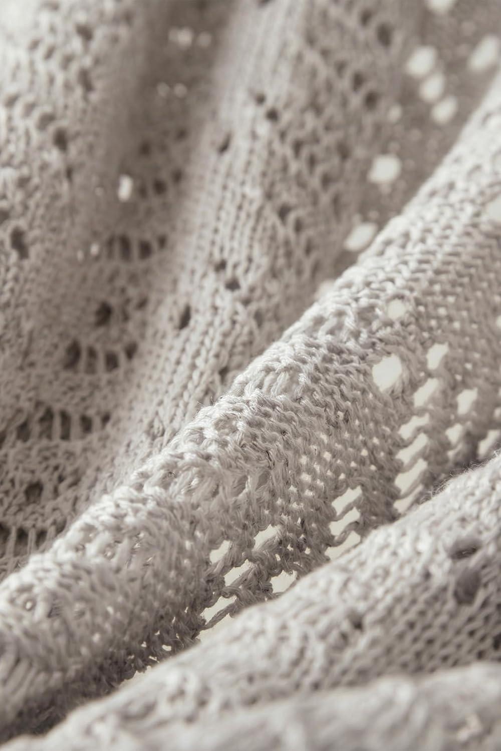 image:imageArachampCloz Womens Oversized Crochet Cover Up Summer Cardigan Lightweight Beach Vacation Kimonos 2026Grey
