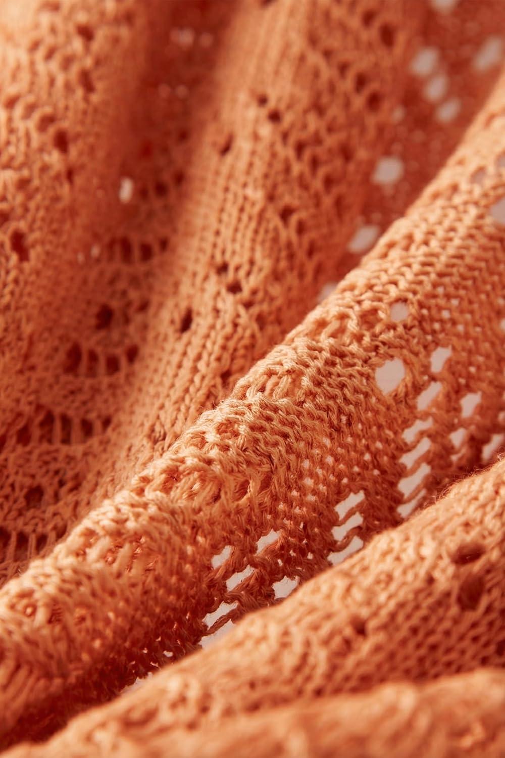image:imageArachampCloz Womens Oversized Crochet Cover Up Summer Cardigan Lightweight Beach Vacation Kimonos 2026Orange