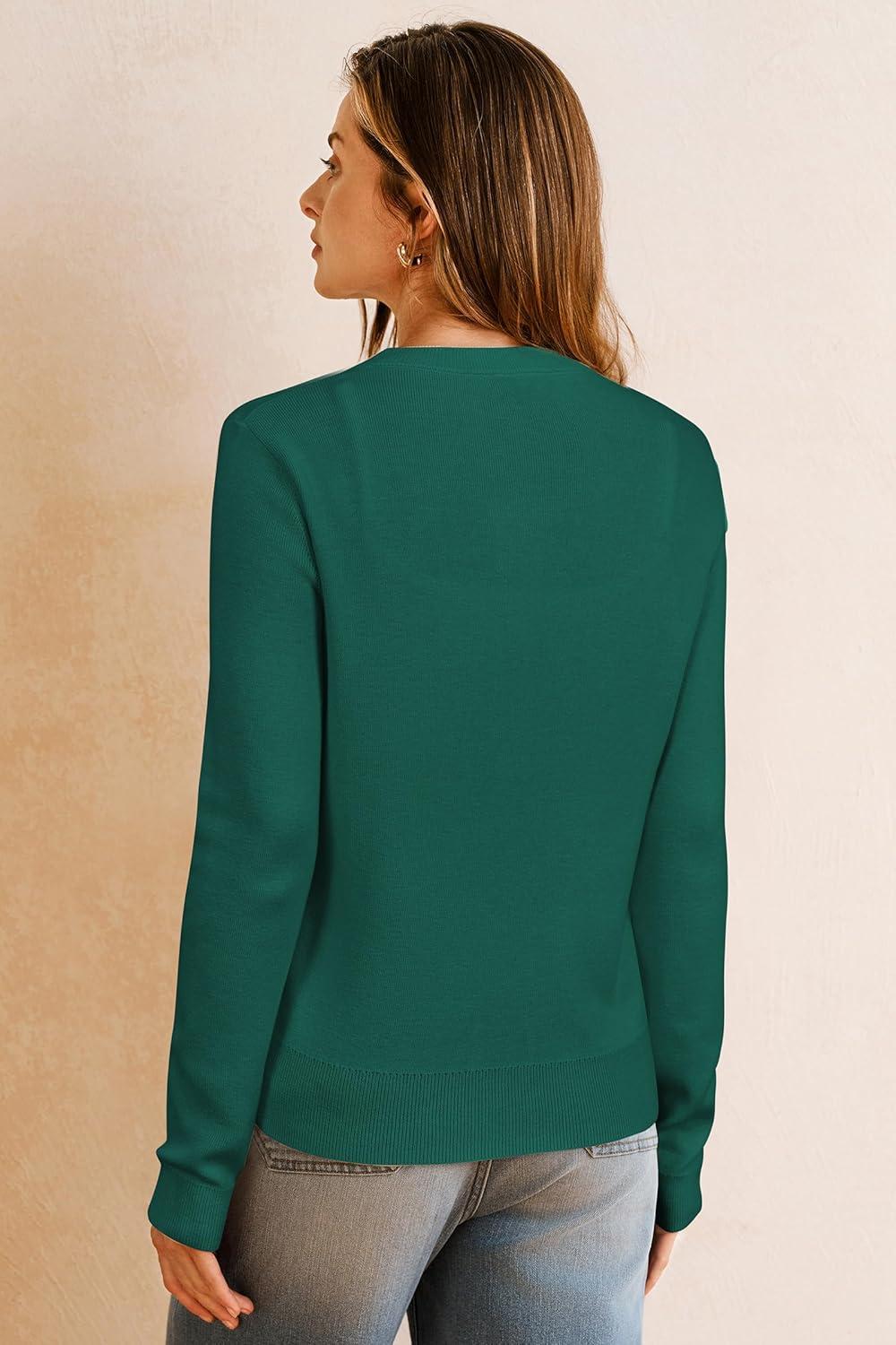 image:imageArachampCloz Womens Wool Blend Lightweight Spring Business Casual Cardigan Sweaters TopsDark Green