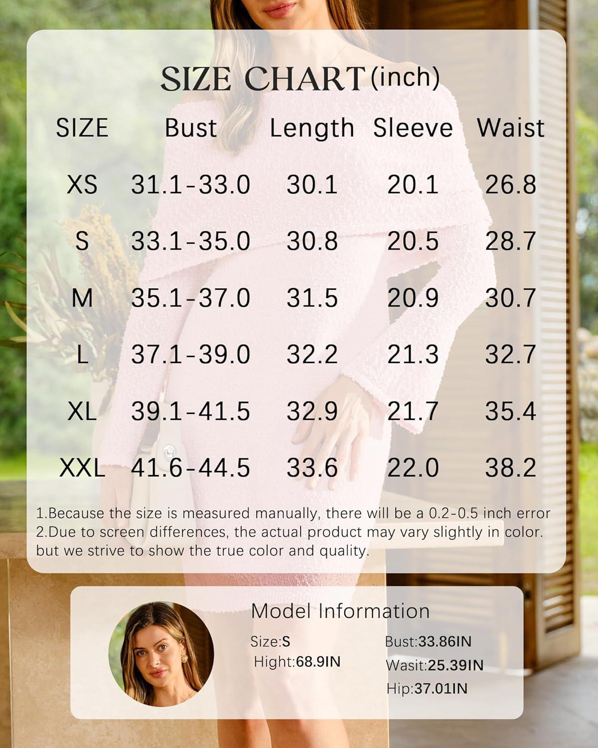 image:imageArachampCloz Womens Wool Blend Long Sleeve Off Shoulder Sweater Dresses 2025Pink