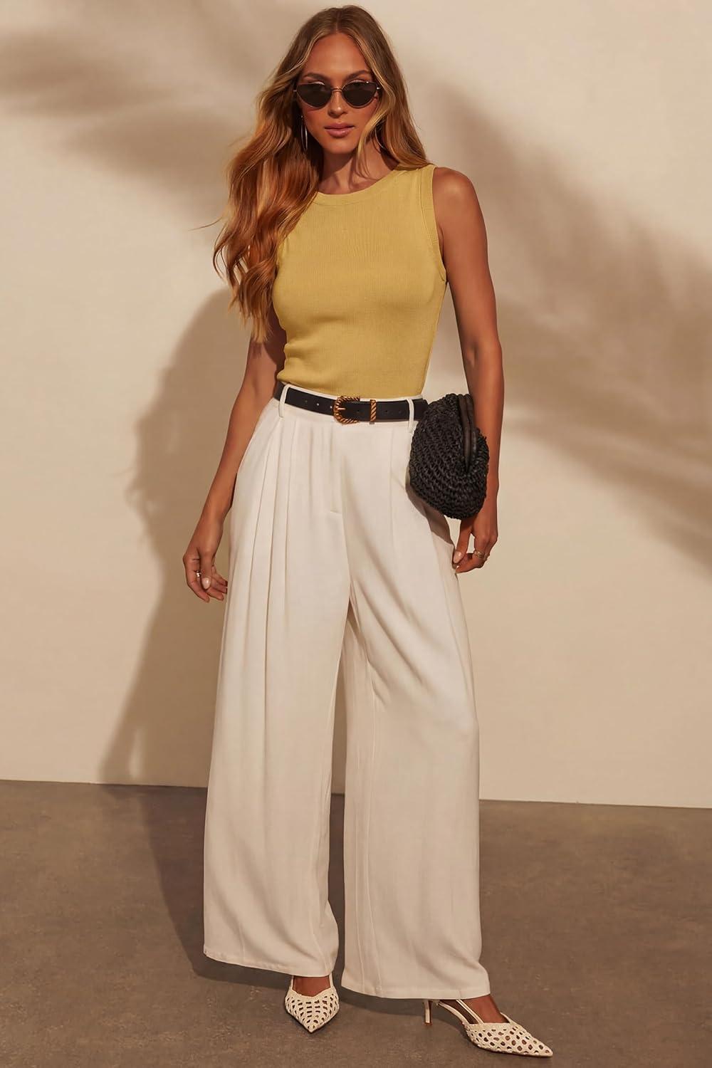 image:imageArachampCloz Womens Wool Blend Sweaters Non See Through AllSeason Business Casual Tank 2026Light Turmeric