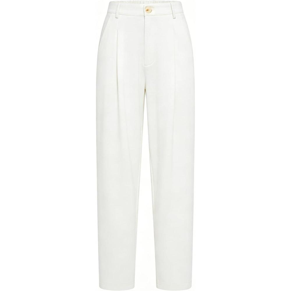 image:imageArachampCloz Womens Dress Pants Work Business Office Ankle Trousers High Waisted Ladies Slacks 2026White