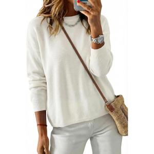 Arach&Cloz Women’s 100% Cotton Sweaters Spring Summer Casual Relaxed Fit Cozy Sweatshirt Tops 2026(Beige)