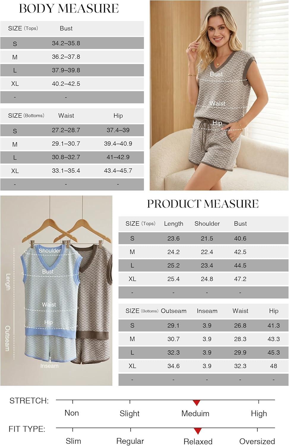image:imageArachampCloz Womens Linen Lyocell Relaxed Fit 2 Piece Lounge Sets V Neck Top Drawstring Shorts Summer 2026Coffee Stripe