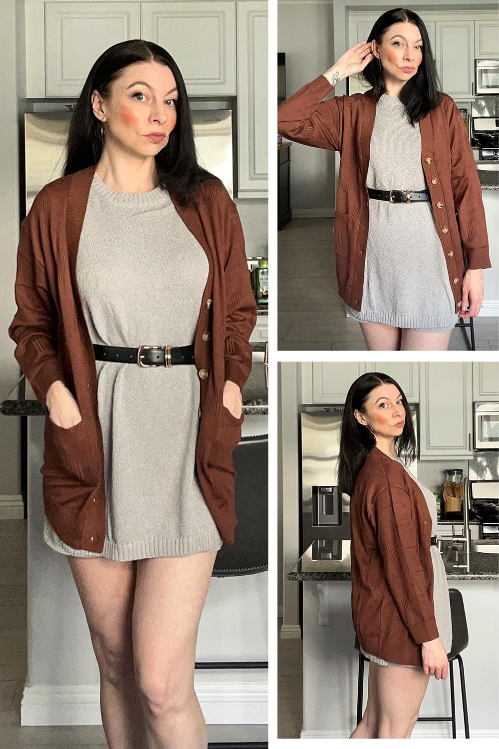 image:imageArachampCloz Womens Lightweight Cardigan Sweater Fashion Long Sleeve Summer Casual Outfits with Pocket Cozy CloudsBrown