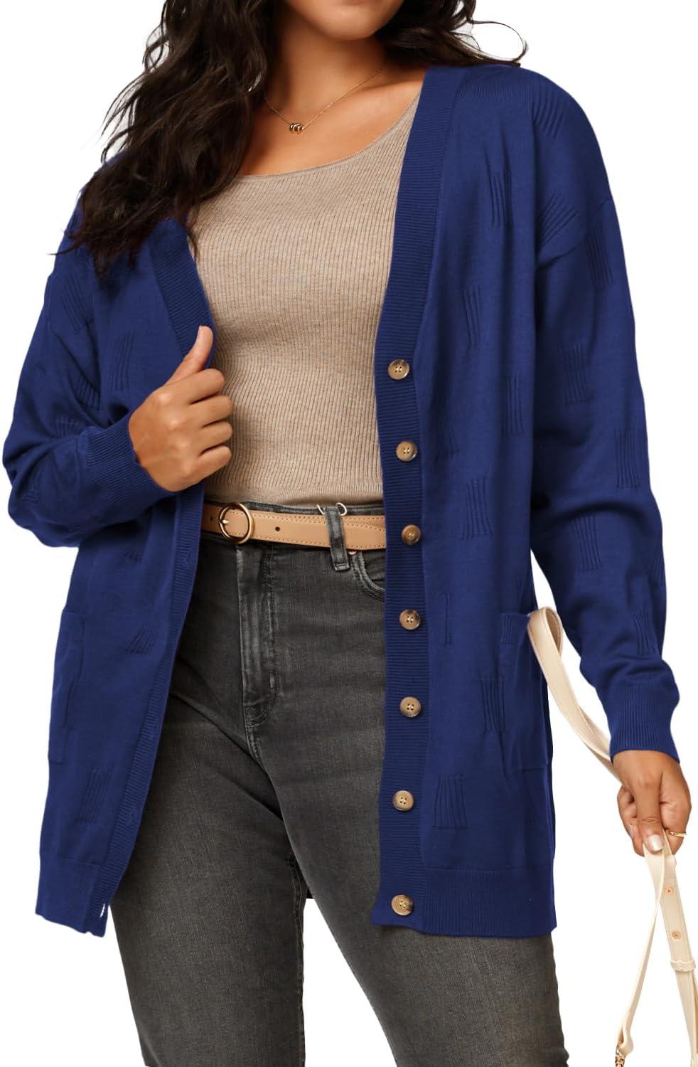image:imageArachampCloz Womens Lightweight Cardigan Sweater Fashion Long Sleeve Summer Casual Outfits with Pocket Cozy CloudsNavy Blue
