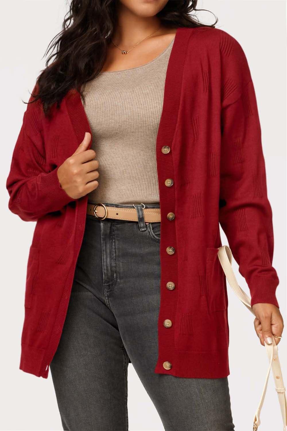 image:imageArachampCloz Womens Lightweight Cardigan Sweater Fashion Long Sleeve Summer Casual Outfits with Pocket Cozy CloudsRust