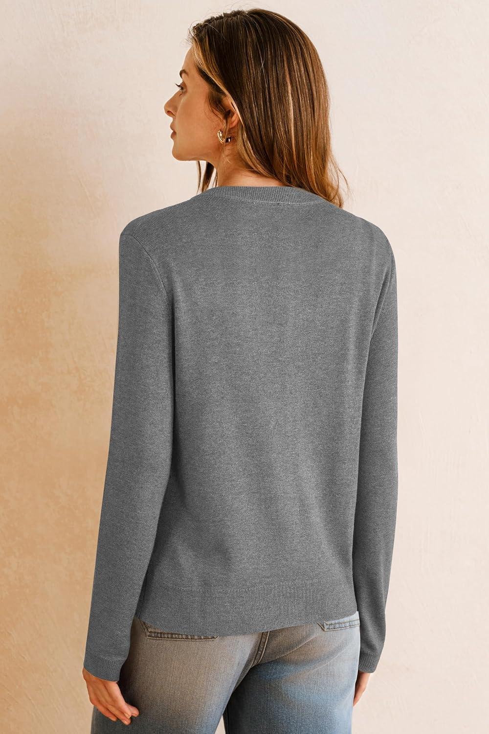 image:imageArachampCloz Womens Wool Blend Lightweight Business Casual Cardigan Sweaters TopsDark Gray