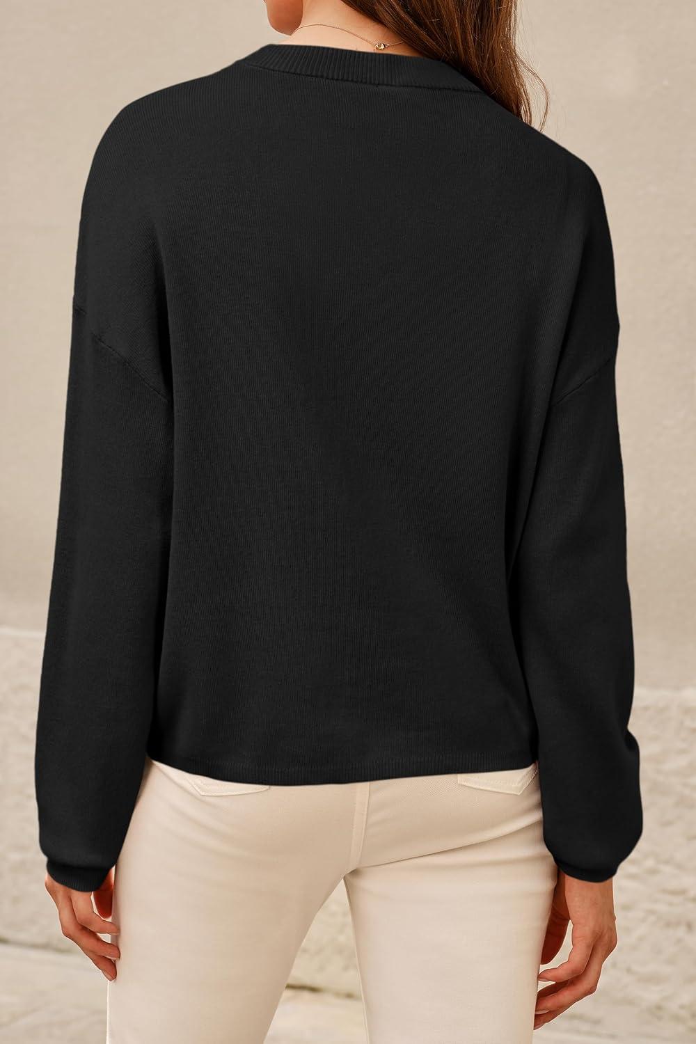 image:imageArachampCloz Womens 100 Cotton Relaxed Fit Sweaters Spring Summer Casual Cozy Sweatshirt Tops 2026Black
