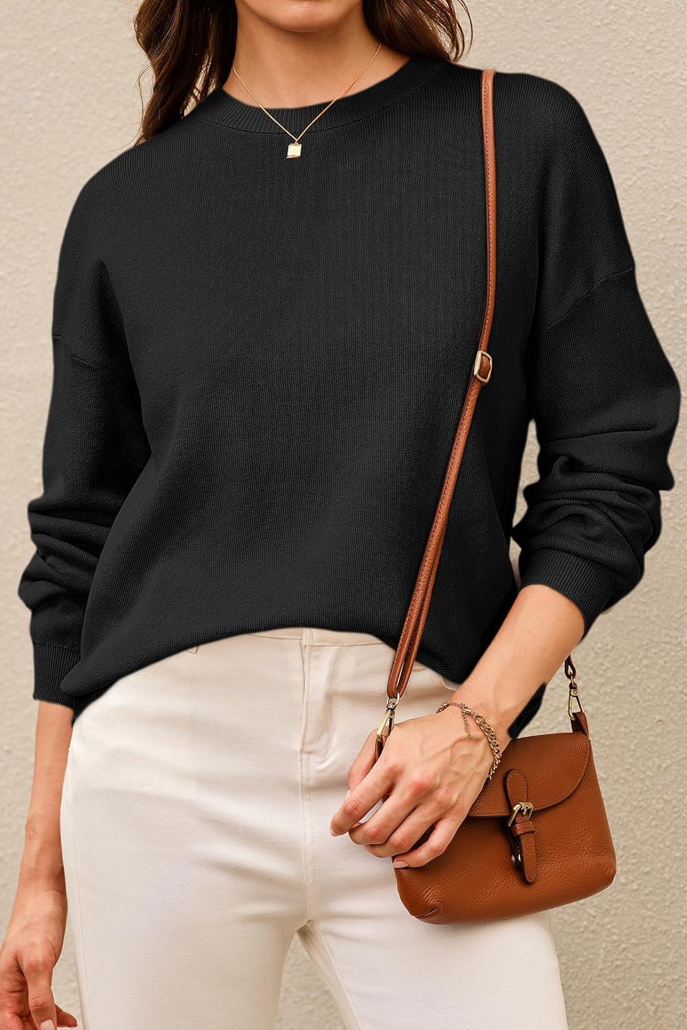 image:imageArachampCloz Womens 100 Cotton Relaxed Fit Sweaters Spring Summer Casual Cozy Sweatshirt Tops 2026Black