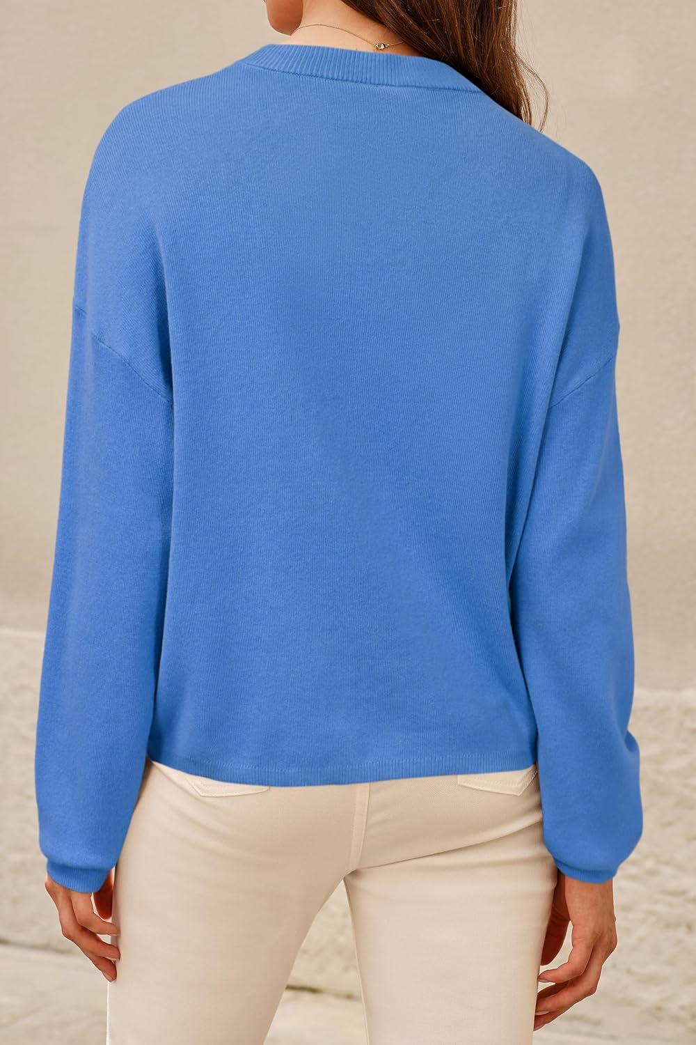 image:imageArachampCloz Womens 100 Cotton Relaxed Fit Sweaters Spring Summer Casual Cozy Sweatshirt Tops 2026Blue