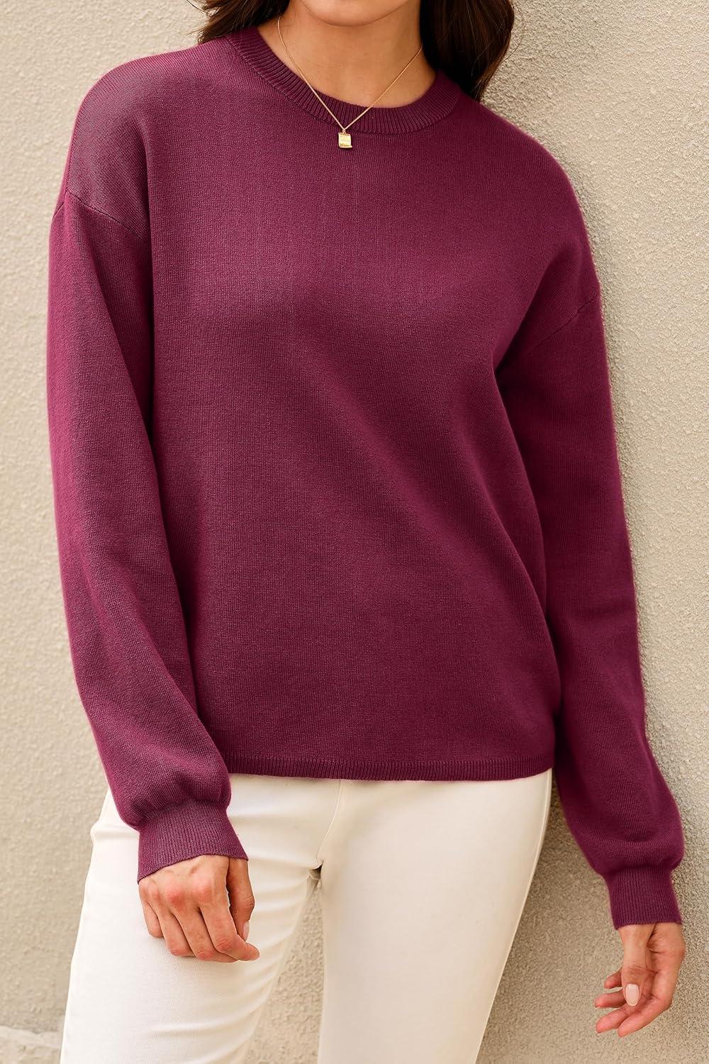 image:imageArachampCloz Womens 100 Cotton Relaxed Fit Sweaters Spring Summer Casual Cozy Sweatshirt Tops 2026Burgundy