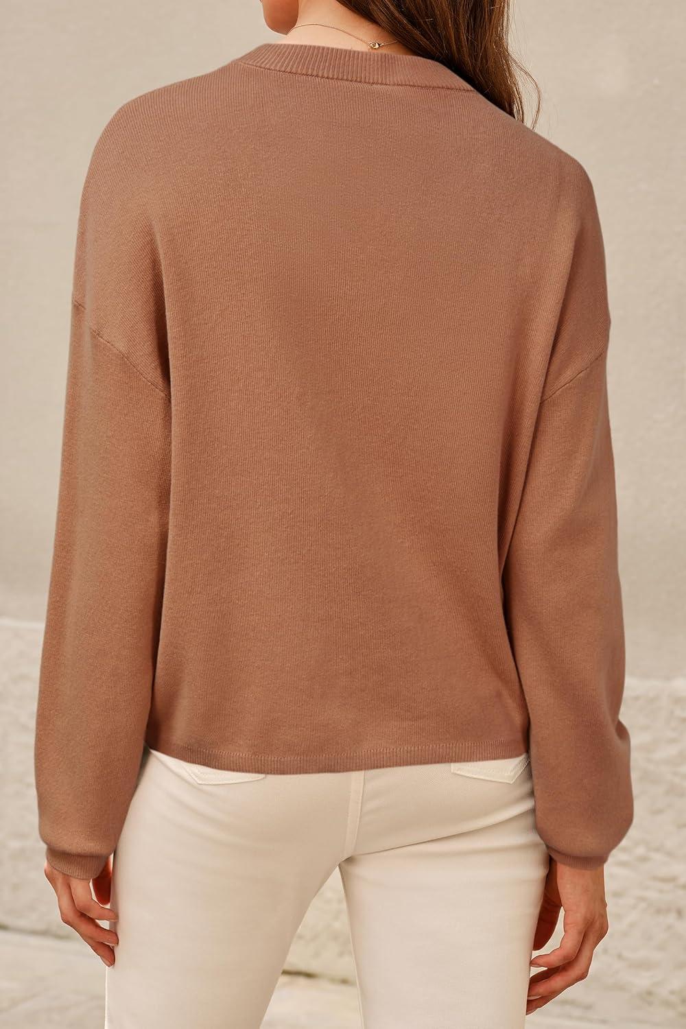 image:imageArachampCloz Womens 100 Cotton Relaxed Fit Sweaters Spring Summer Casual Cozy Sweatshirt Tops 2026Caramel