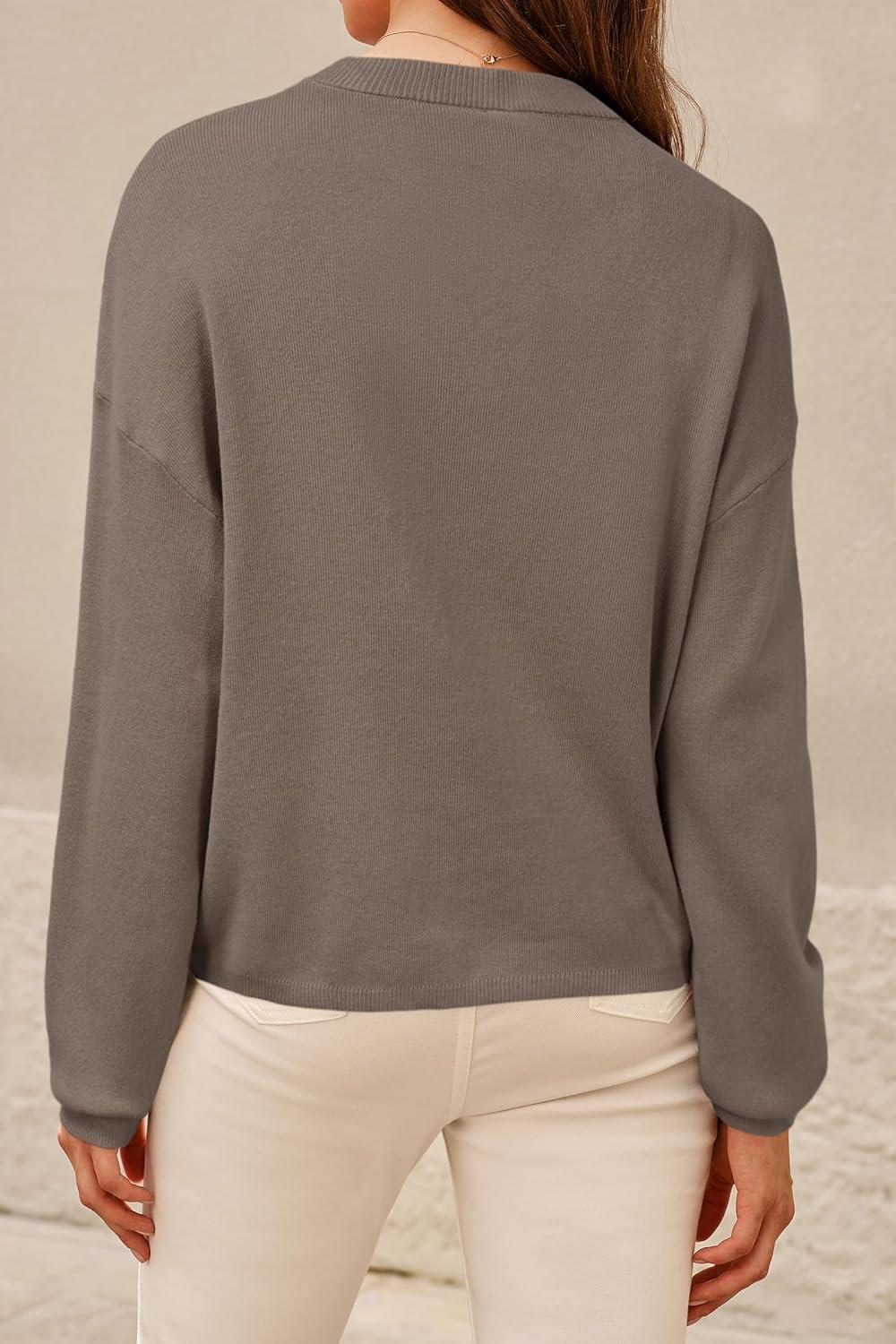 image:imageArachampCloz Womens 100 Cotton Relaxed Fit Sweaters Spring Summer Casual Cozy Sweatshirt Tops 2026Dark Coffee