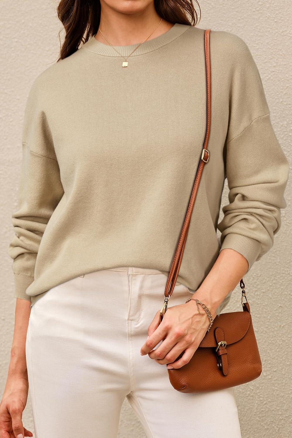 image:imageArachampCloz Womens 100 Cotton Relaxed Fit Sweaters Spring Summer Casual Cozy Sweatshirt Tops 2026Khaki