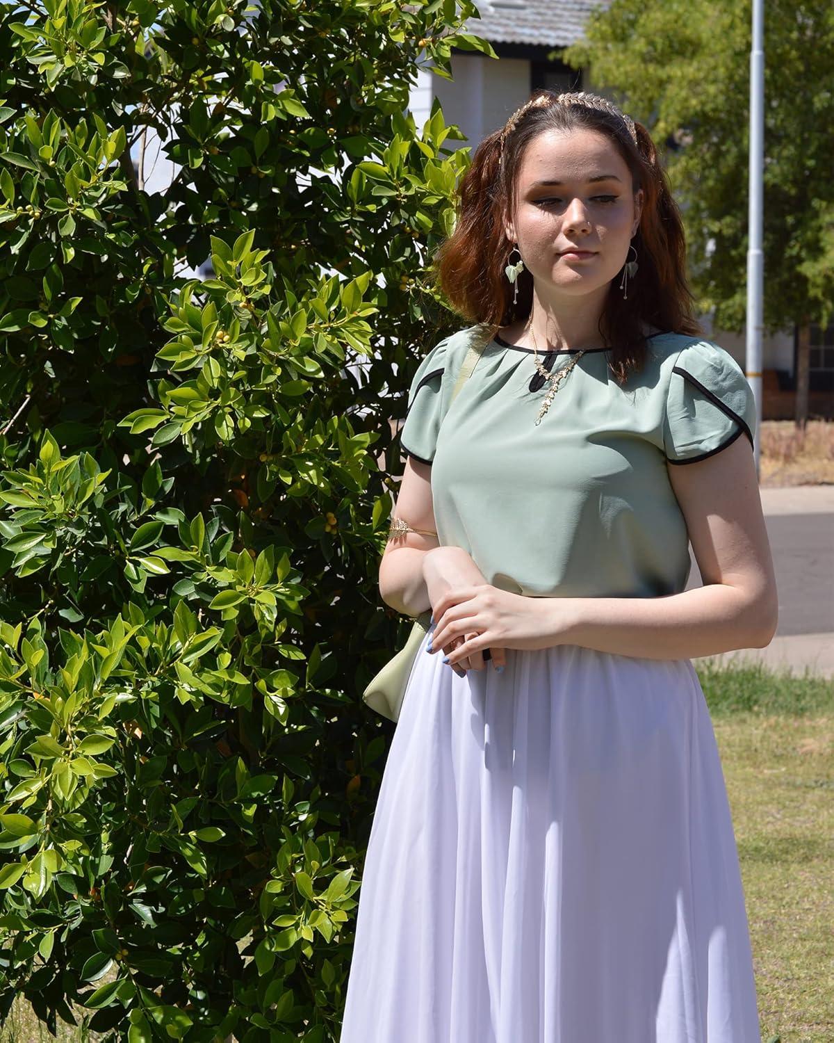 image:imageArachampCloz Womens Summer Tops Fashion 2023 Ruffle Short Sleeve V Neck Floral Dressy Casual Blouse ShirtsLight Green