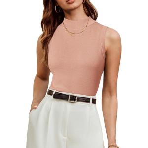 Arach&Cloz Womens Wool Blend Slim Fit Sweater Soft Turtleneck Casual Tank 2026(Pale Pink)
