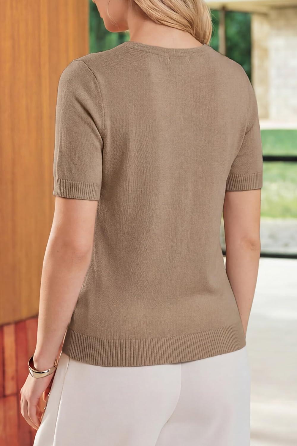 image:imageArachampCloz Womens Wool Blend Cropped Lightweight Short Sleeve Business Casual Cardigan TopsAcamel
