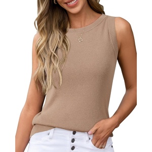 Arach&Cloz Women’s Wool Blend Sweaters Non See Through Summer Business Casual Tank 2026(Camel)