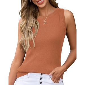 Arach&Cloz Women’s Wool Blend Sweaters Non See Through Summer Business Casual Tank 2026(Dark Orange)