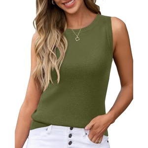 Arach&Cloz Women’s Wool Blend Sweaters Non See Through Summer Business Casual Tank 2026(Grass Green)