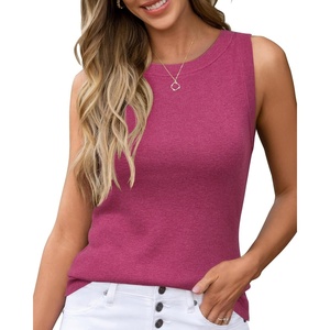Arach&Cloz Women’s Wool Blend Sweaters Non See Through Summer Business Casual Tank 2026(Rose Red)