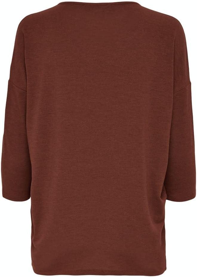 imagePull Fin Femme col Rond Manches 34 tricot Extensible ONLGLAMOURHenn