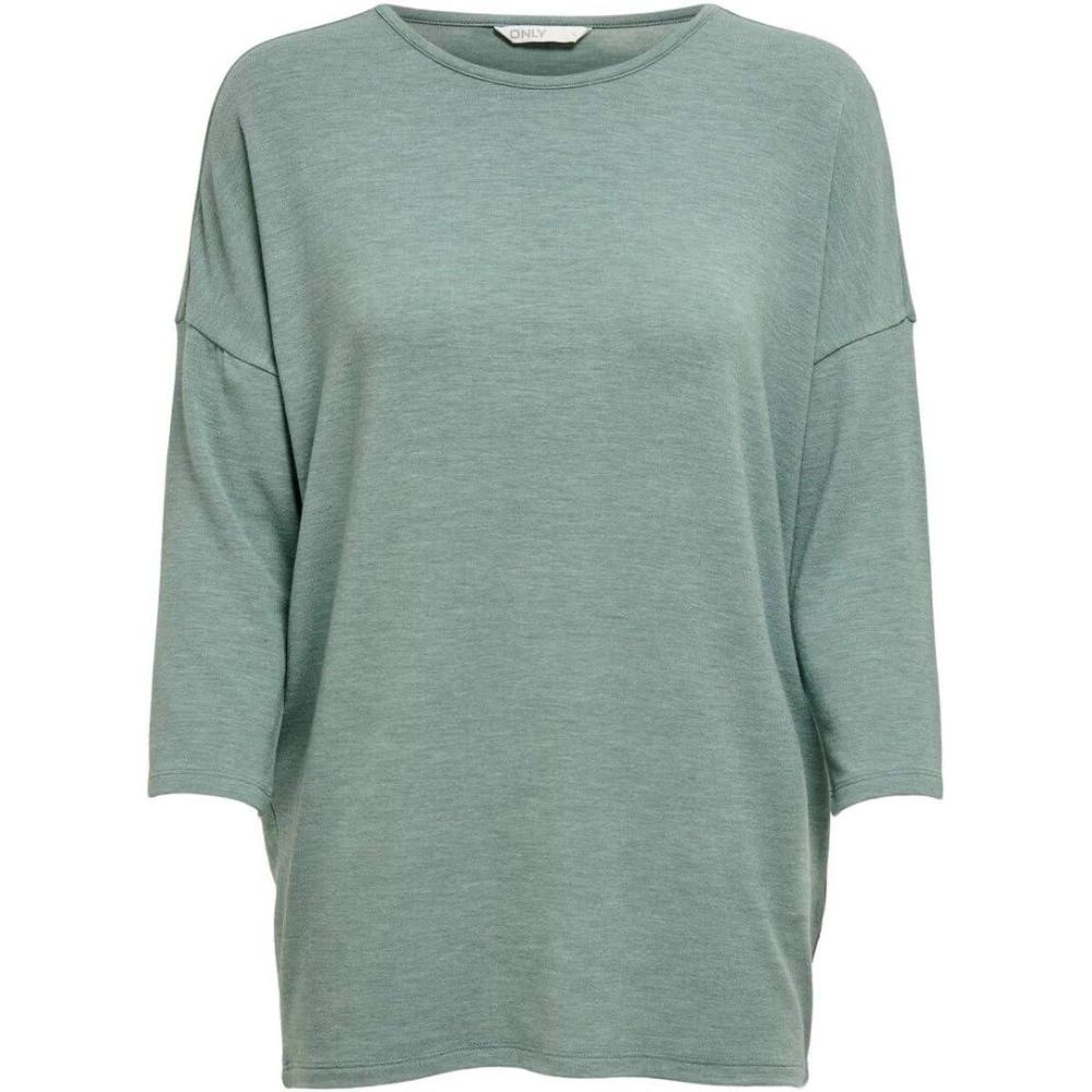imagePull Fin Femme col Rond Manches 34 tricot Extensible ONLGLAMOURChinois GreenDetailmelange