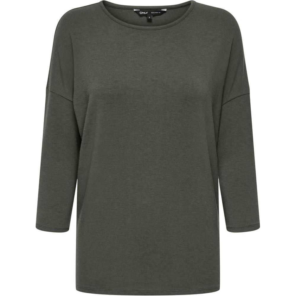 imagePull Fin Femme col Rond Manches 34 tricot Extensible ONLGLAMOURKambaba