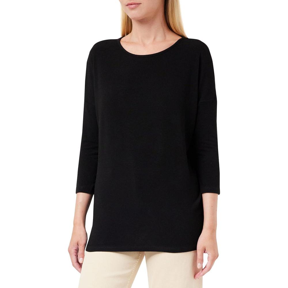 imagePull Fin Femme col Rond Manches 34 tricot Extensible ONLGLAMOURNoir