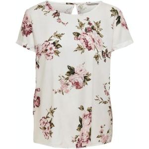 Only Onlfirst One Life SS AOP Top Noos WVN T-Shirt Femme(Cloud Dancer/Aop:rose Flower)