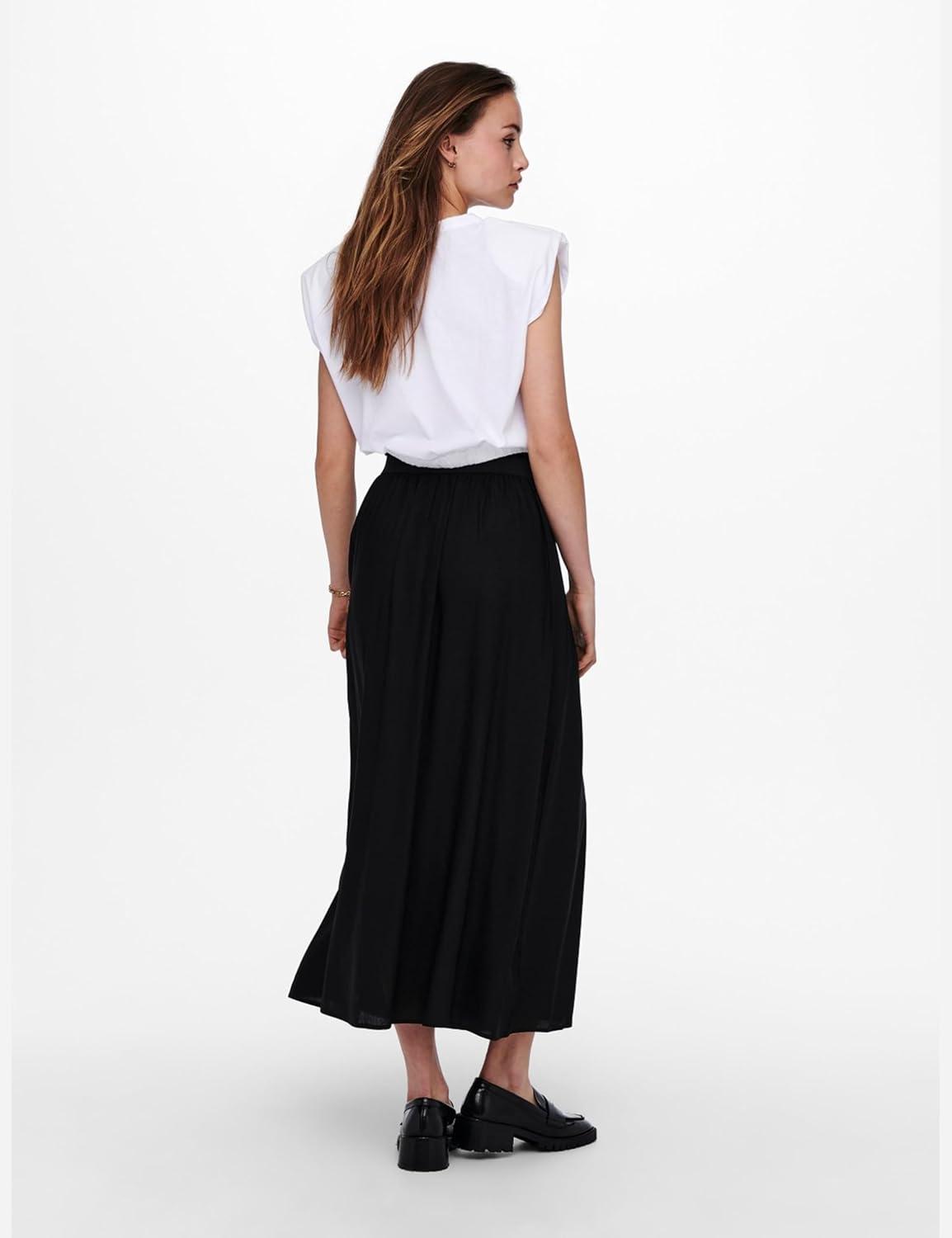 imageONLY Jupe fronce Couleur Unie Jupe LongueBlack 1