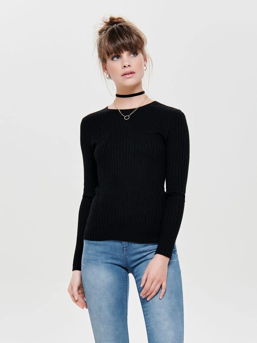 imageONLY Onlnatalia LS Rib Pullover KNT Noos Pull FemmeNoir
