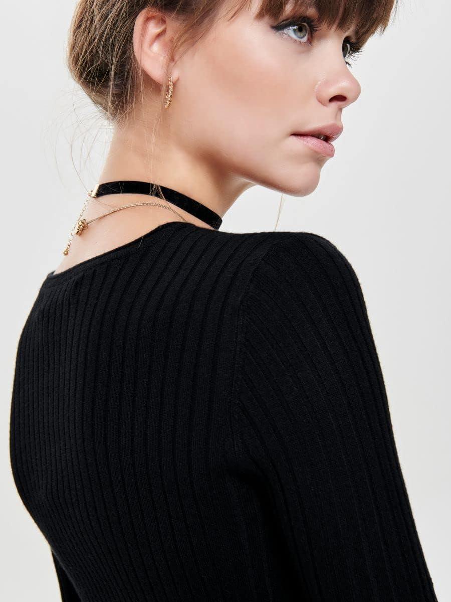 imageONLY Onlnatalia LS Rib Pullover KNT Noos Pull FemmeNoir