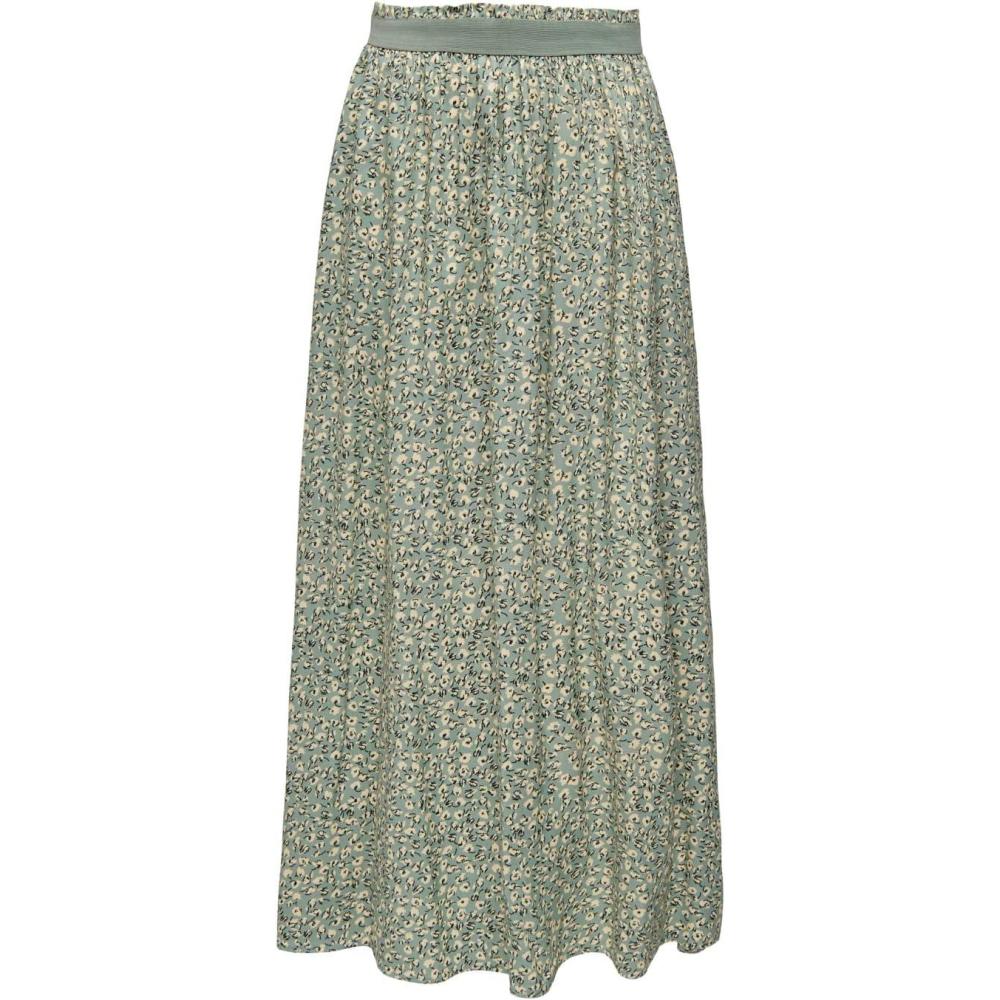 imageONLY Jupe fronce Couleur Unie Jupe LongueChinois GreenAop Two Tone Flower