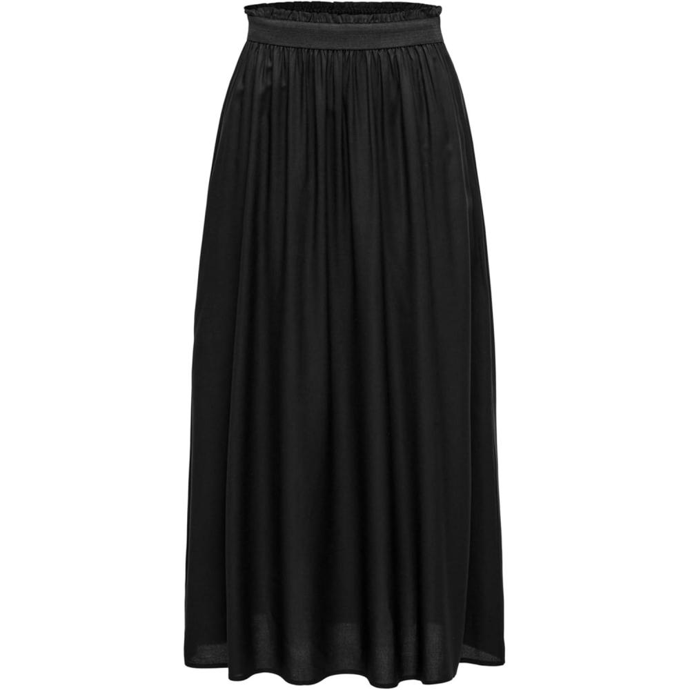 imageONLY Jupe fronce Couleur Unie Jupe LongueNoir