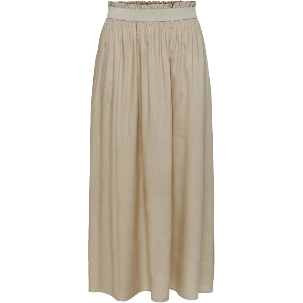 imageONLY Jupe fronce Couleur Unie Jupe LongueWhite Pepper