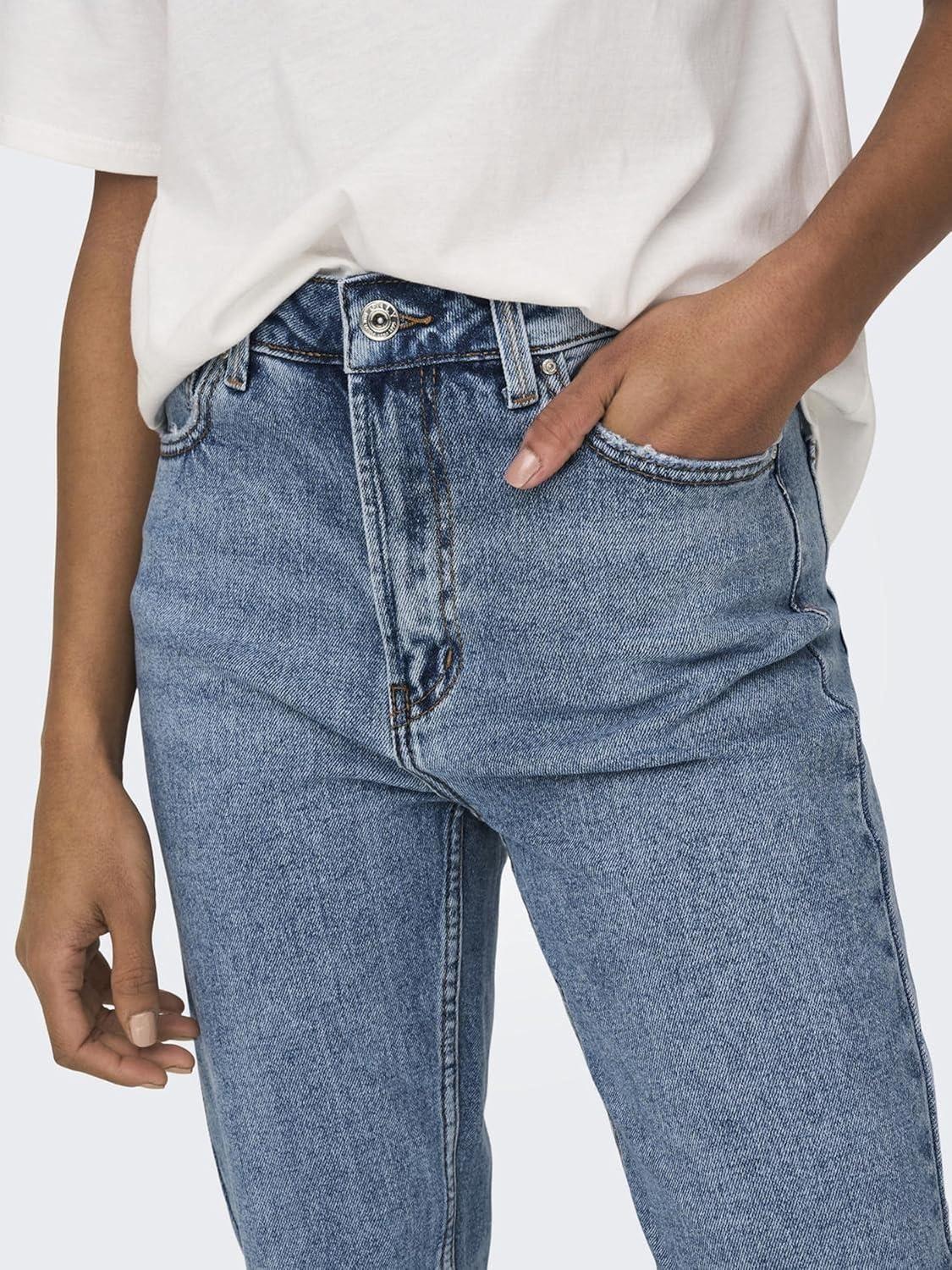 imageONLY Jean Coupe Droite ONLEMILY Taille Haute Straight Fit JeansLight Blue Denim