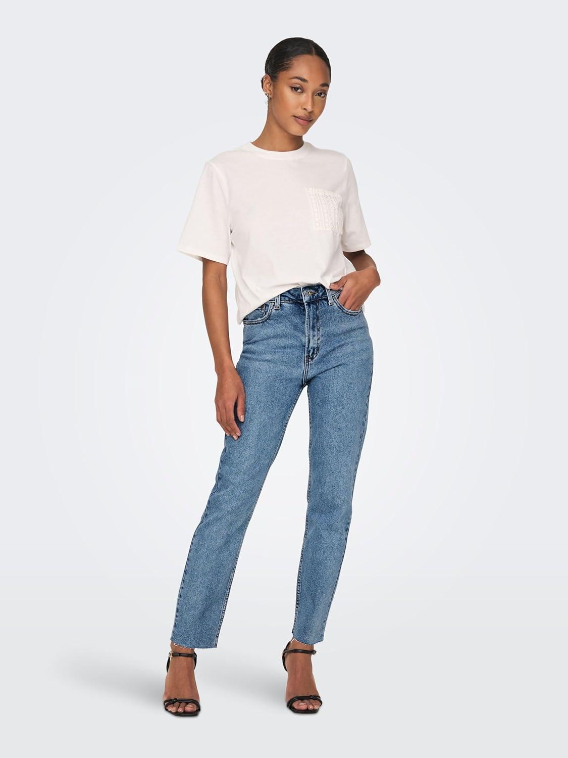 imageONLY Jean Coupe Droite ONLEMILY Taille Haute Straight Fit JeansLight Blue Denim