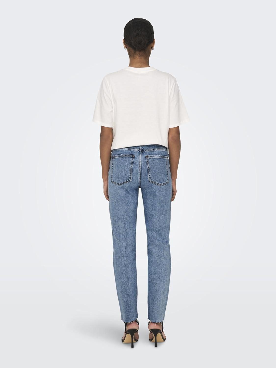 imageONLY Jean Coupe Droite ONLEMILY Taille Haute Straight Fit JeansLight Blue Denim