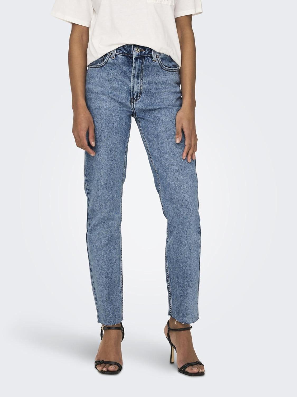 imageONLY Jean Coupe Droite ONLEMILY Taille Haute Straight Fit JeansLight Blue Denim
