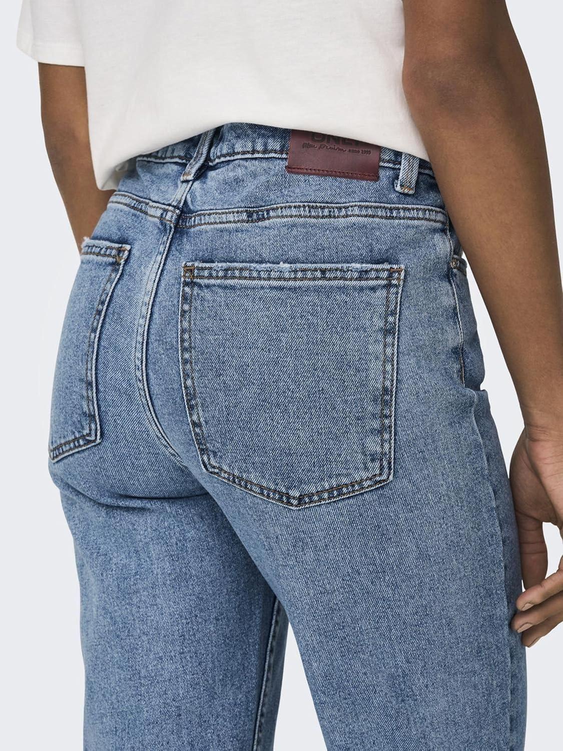 imageONLY Jean Coupe Droite ONLEMILY Taille Haute Straight Fit JeansLight Blue Denim