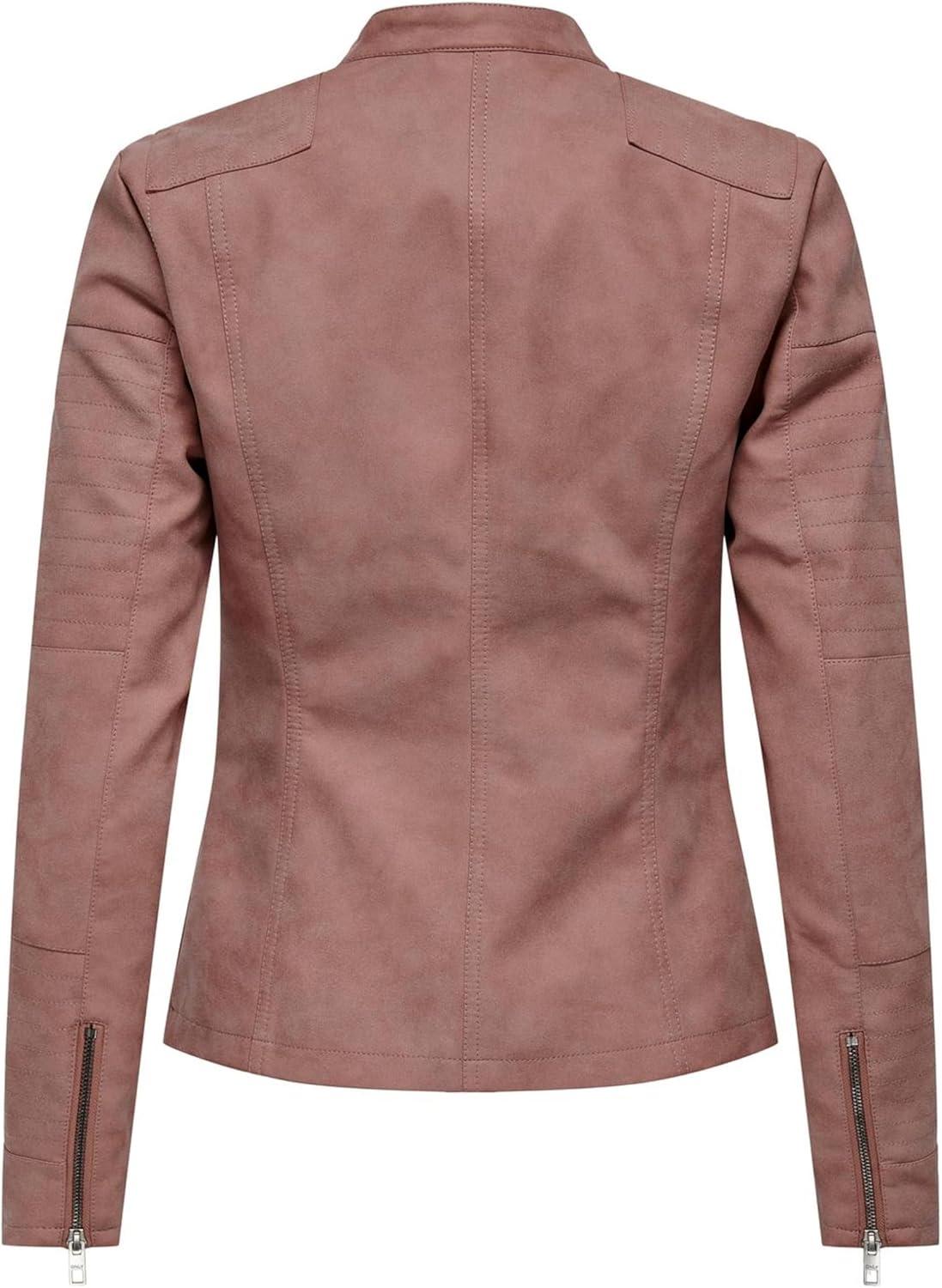 imageONLY Veste de Motard en SimiliCuir Motard Veste SimiliAcajou clair
