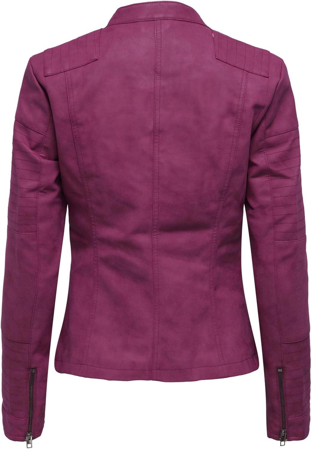 imageONLY Veste de Motard en SimiliCuir Motard Veste SimiliCerise