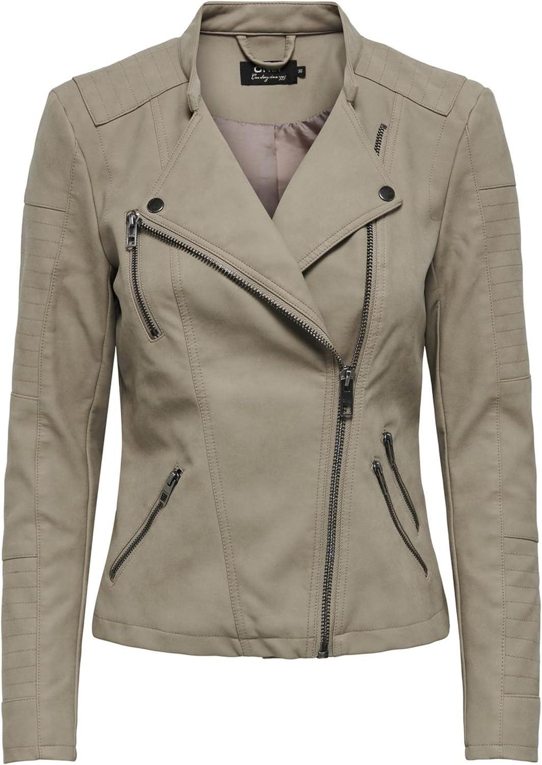 imageONLY Veste de Motard en SimiliCuir Motard Veste SimiliWeathered teck