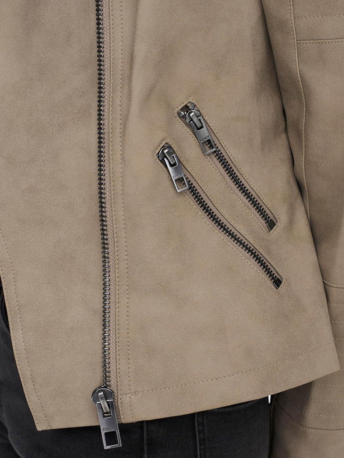 imageONLY Veste de Motard en SimiliCuir Motard Veste SimiliWeathered teck