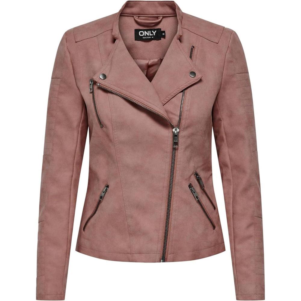 imageONLY Veste de Motard en SimiliCuir Motard Veste SimiliAcajou clair